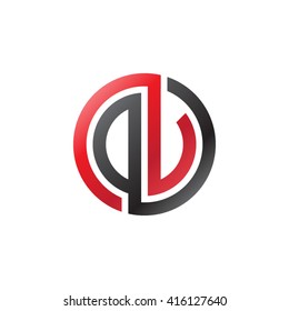 DV initial letters linked circle logo black red