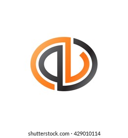 DV initial letters looping linked ellipse logo orange black