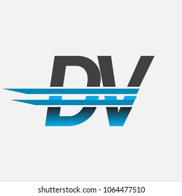 DV initial logo company name colored black and blue, Simple and Modern Logo Design.