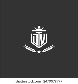 DV initial monogram brand logo design for crown vector image