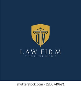 DV initial monogram lawfirm logo with pillar and shield design