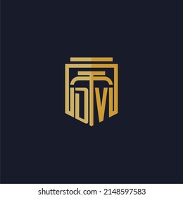 DV initial monogram logo elegant with shield style design for wall mural lawfirm gaming
