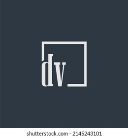 DV initial monogram logo with rectangle style dsign