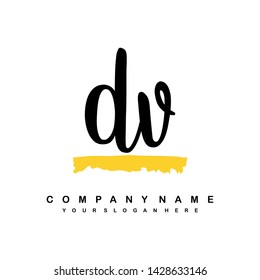 DV initial signature logo. handwriting logo template vector,