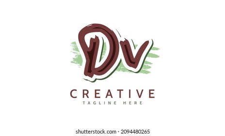 Dv Initials, handwriting logo vector