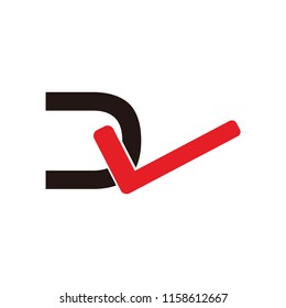 dv letter with check icon vector logo