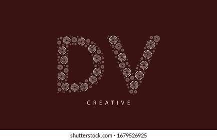 Logotipo de letra DV. emblema creativo para la identidad corporativa. Diseño del logotipo de letra D y V. Logo de color geométrico vectorial sobre fondo marrón
