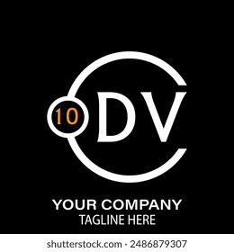 Diseño de logotipo de letra DV. Fondo negro.