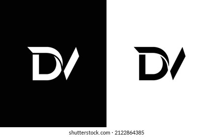 Diseño de logotipo de carta DV con tipografía moderna creativa