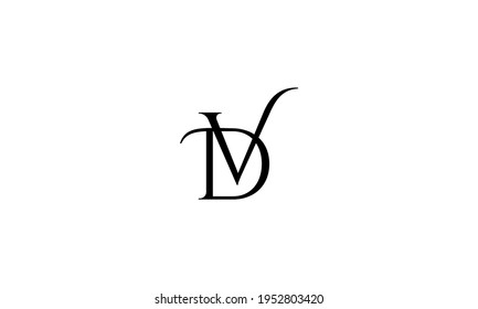 Diseño de logotipo de carta DV con estilo sencillo