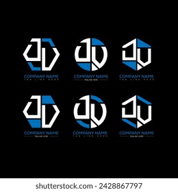 DV letter logo set design.DV monogram polygonal and circle shape vector. DV unique design.
