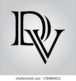 DV letter logo with white background.The nice black letter logo.