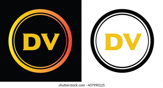DV letters icon design template elements in abstract background logo, design identity in circle, alphabet letter