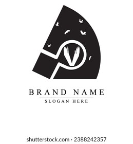 DV logo letter with flock of birds flying and disintegrating from the letter.