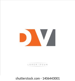 DV Logo Letter with Modern Negative space - Orange and Grey Color EPS 10