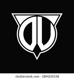 DV Logo monogram with circle shape and half triangle rounded on black background