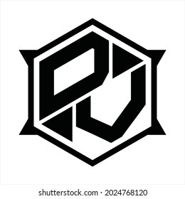 DV Logo monogram with hexagon and sharp shape design template