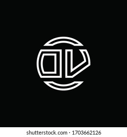 DV logo monogram with negative space circle rounded design template