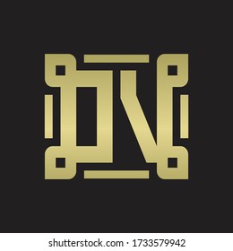 Monograma de logotipo DV con plantilla de diseño de línea de texto