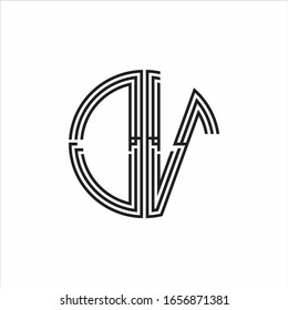 DV Logo monogram triple ribbon style line design template isolated on white background