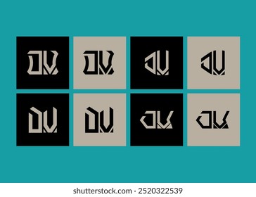 DV minimalist and classic logo set design. DV monogram polygonal and circle shape vector 
