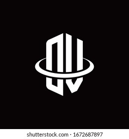 DV monogram logo in a hexagon style and surrounded by a ring