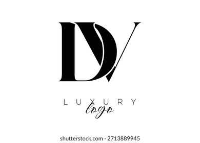 DV  Serif Letter Monogram Typography Logo for Elegant Premium Branding Identity