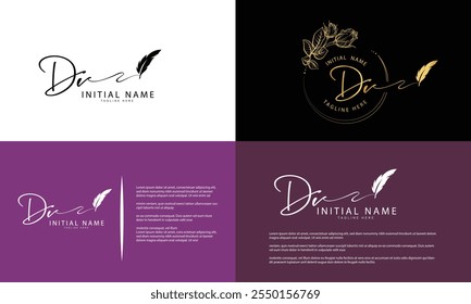 Vector de Plantilla de logotipo de firma inicial DV V D
