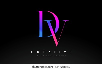 DV VD letter design logo logotype icon concept with serif font and classic elegant style look vector illustration.