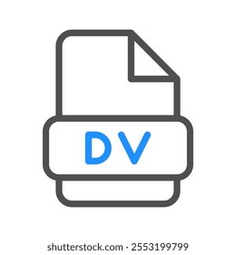 Dv video file outline icon with bright colors and elegant appearance