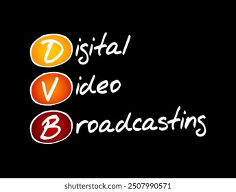 DVB Digital Video Broadcasting - set of international open standards for digital television, acronym text concept background