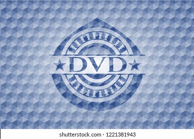 DVD blue emblem with geometric pattern.