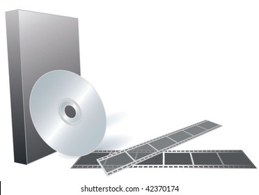 DVD, box and filmstrip.