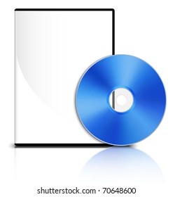 DVD case with a blank cover and shiny blue DVD disk, Vector