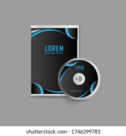 Dvd or cd disc label design template, dvd case Isolated, Vector realistic isolated disk, dvd  box and disc mockup.