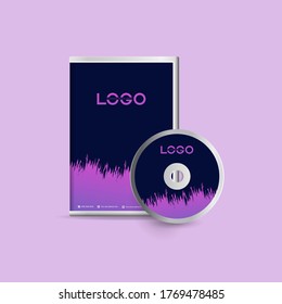 Dvd or cd disc label design template, dvd case Isolated, Vector realistic isolated disk, dvd  box and disc mockup.
