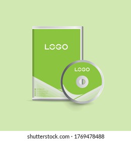 Plantilla de diseño de etiqueta de disco Dvd o cd, caso dvd aislado, disco aislado vector realista, caja dvd y simulación de disco.