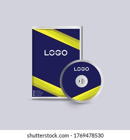 Dvd or cd disc label design template, dvd case Isolated, Vector realistic isolated disk, dvd  box and disc mockup.
