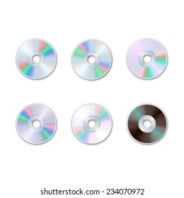 DVD and CD disc sets. Computer disks. Realistic image. Made in vector illustration