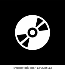 DVD or CD Icon On Black Background. Black Flat Style Vector Illustration.