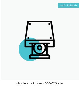 Dvd, CDROM, Data Storage, Disk, Rom turquoise highlight circle point Vector icon. Vector Icon Template background