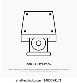 Dvd, CDROM, Data Storage, Disk, Rom Line Icon Vector