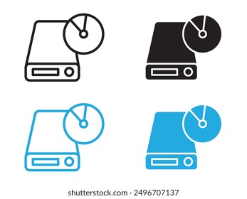 Dvd CDROM disc icon black and white vector outline sign