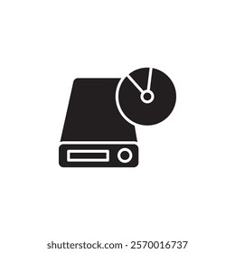 Dvd CDROM disc icon black and white vector outline sign