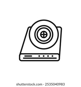 Dvd CDROM disc icon Isolated flat vector in outline