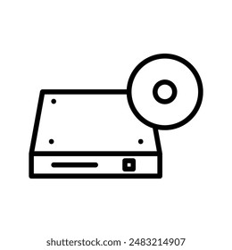 Dvd CDROM disc icon linear logo mark in black and white