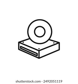 Dvd CDROM disc icon outline collection in black and on white background