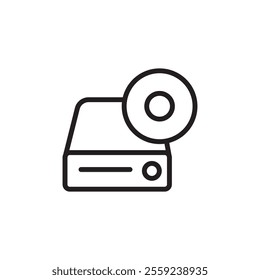 Dvd CDROM disc icon Outline vector for web ui