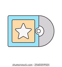 DVD with Cover Icon Illustration in Flat Style. Perfect for design projects, print shops, or creative materials representation.