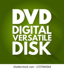 DVD - Digital Versatile Disk acronym, technology concept background